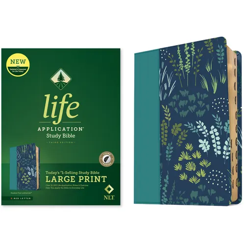 NLT Life Application Study Bible, Third Edition, Large Print (Leatherlike, Meadow Teal, Indexed, Red Letter)