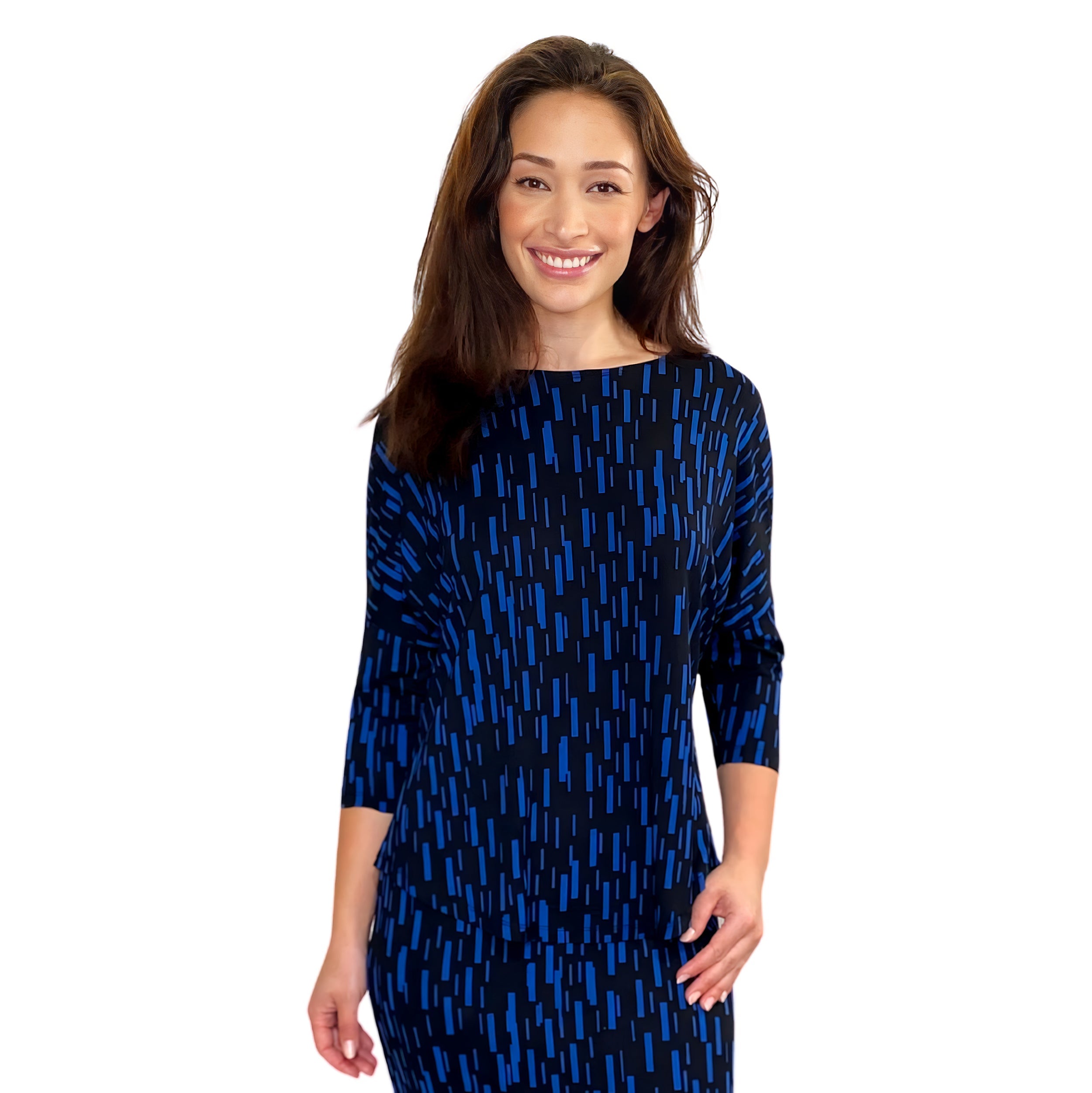 Modest 3/4 Sleeve Raglan Tunic Top - Breathable Viscose Blend