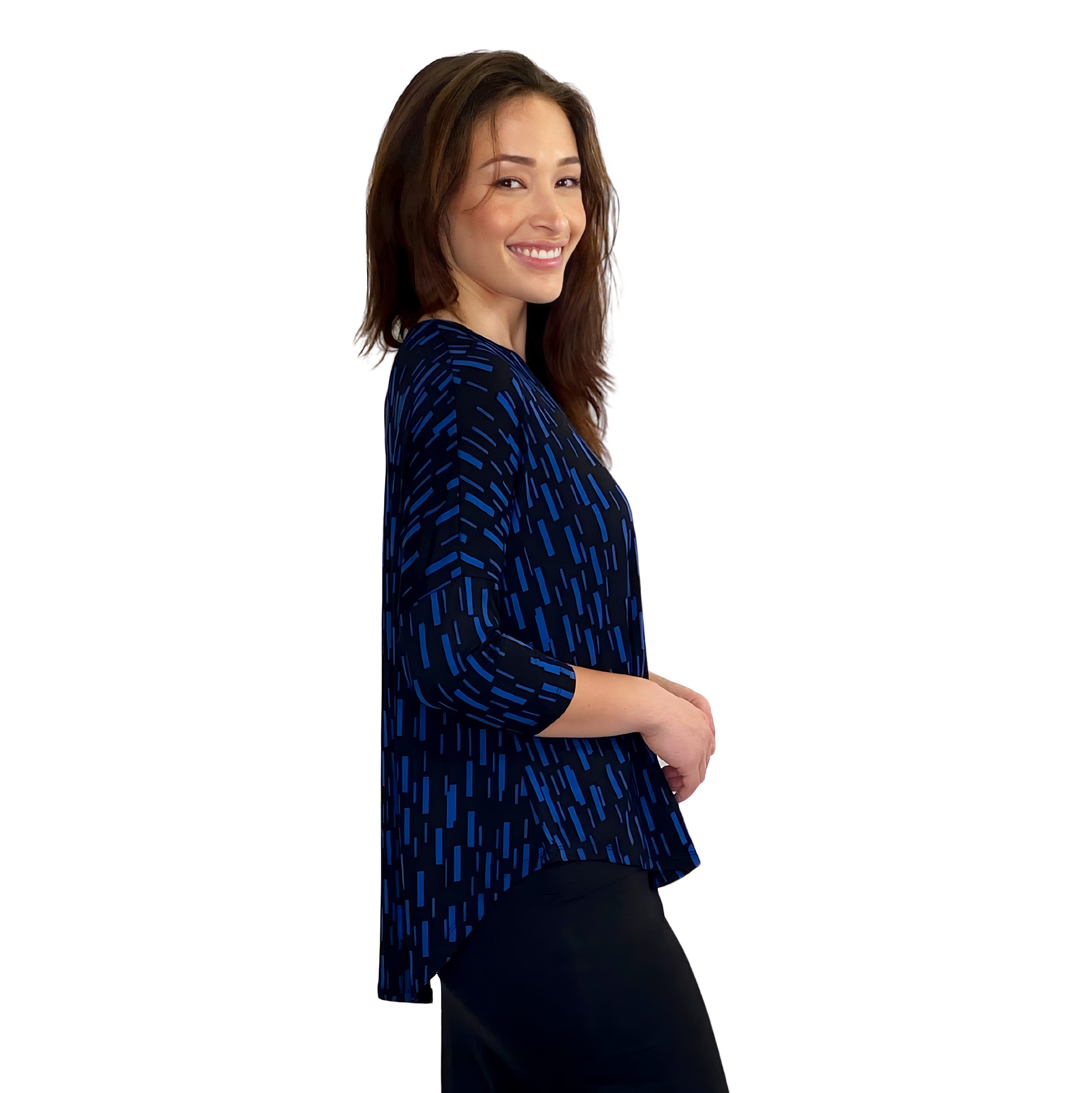 Modest 3/4 Sleeve Raglan Tunic Top - Breathable Viscose Blend