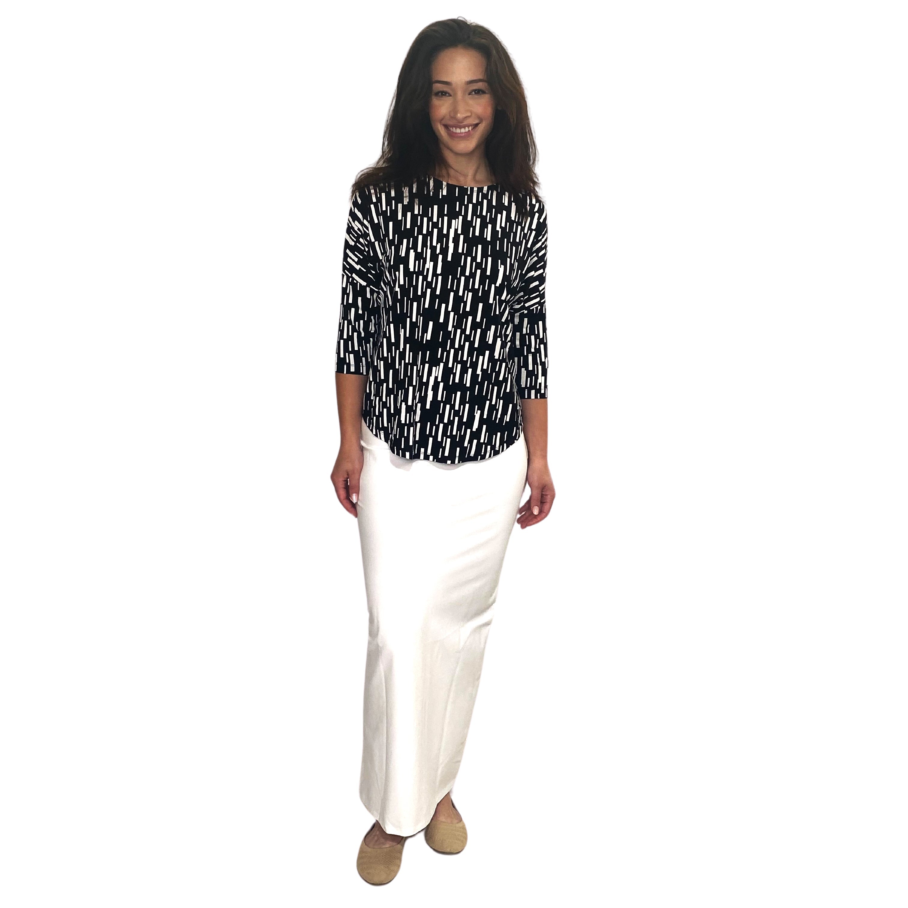 Modest 3/4 Sleeve Raglan Tunic Top - Breathable Viscose Blend