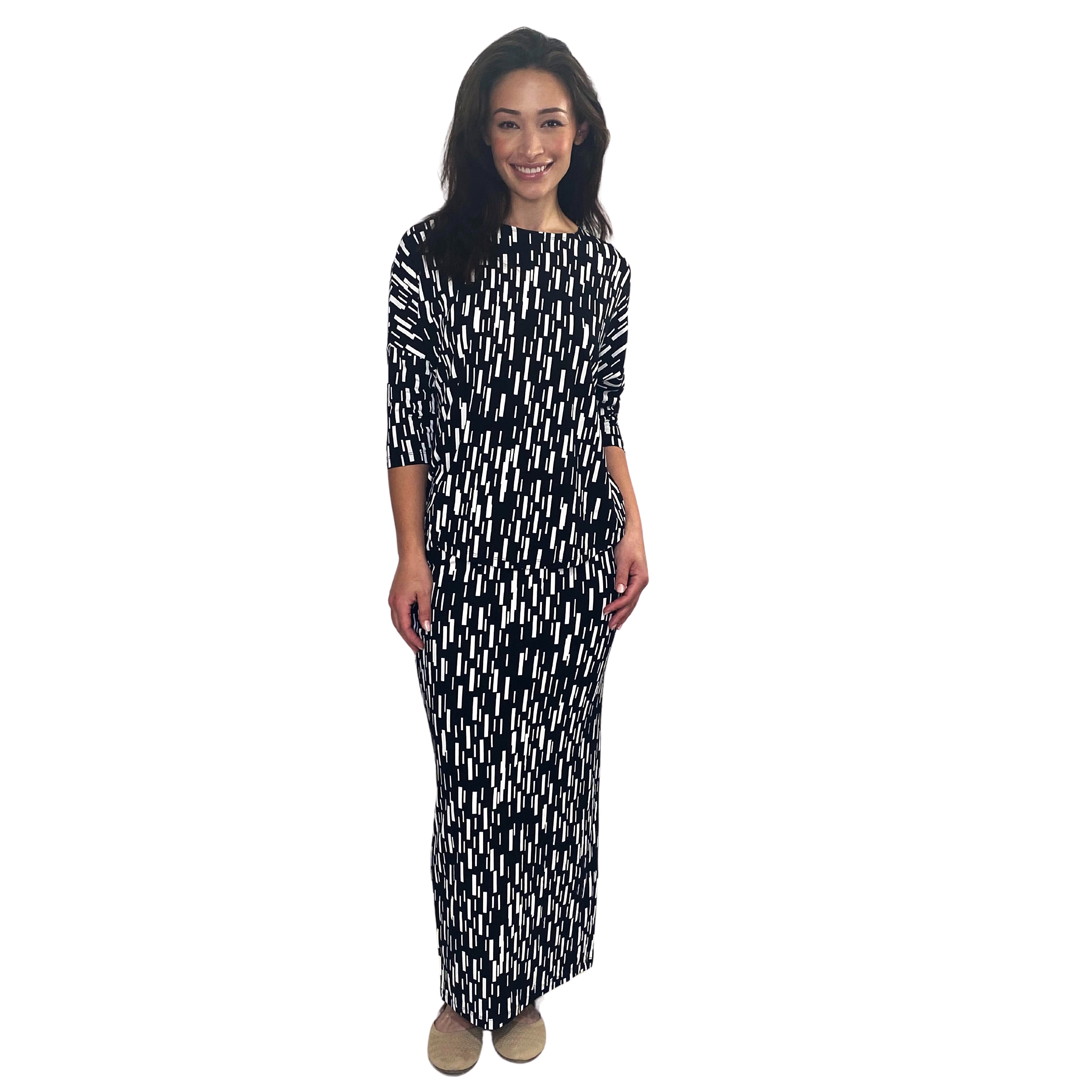 Modest 3/4 Sleeve Raglan Tunic Top - Breathable Viscose Blend