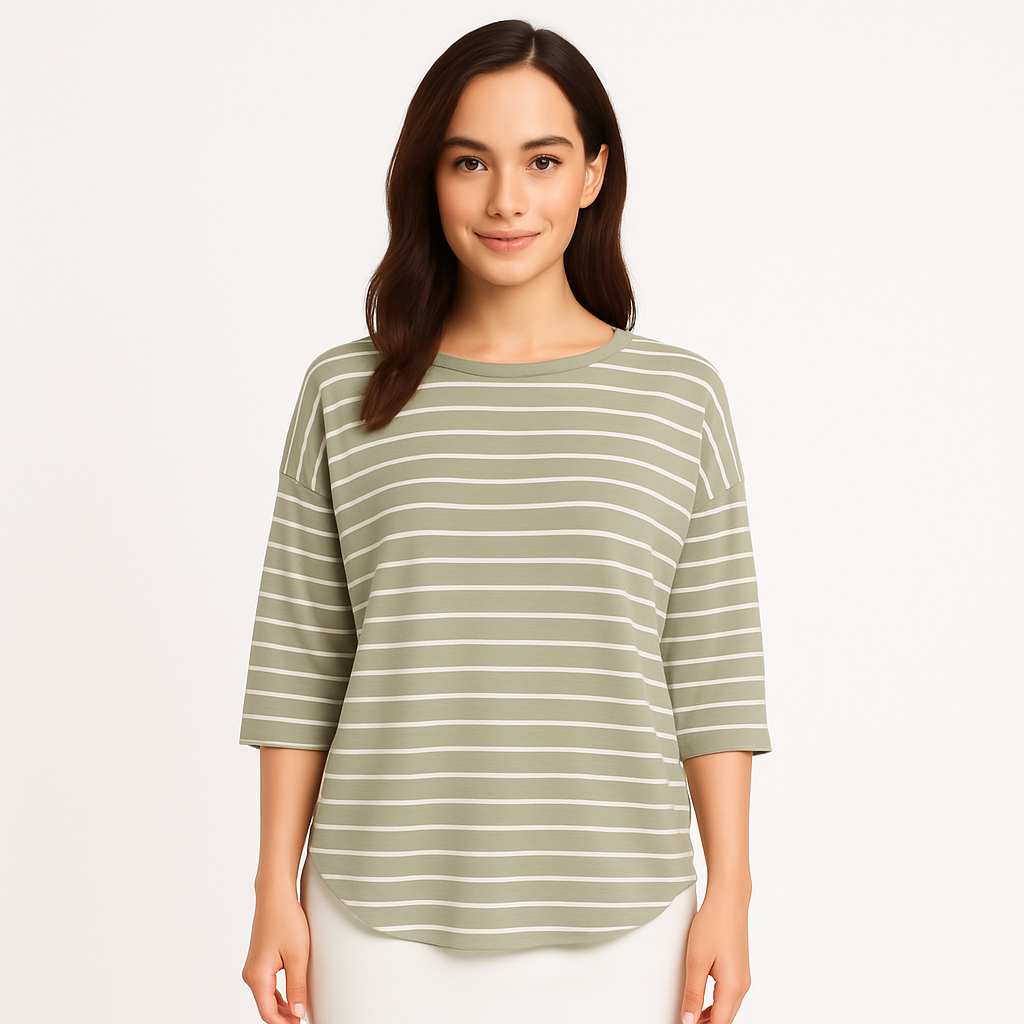 Modest 3/4 Sleeve Raglan Tunic Top - Breathable Viscose Blend