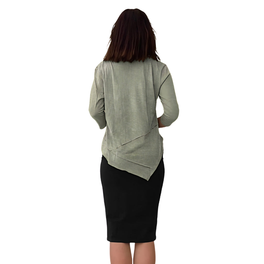 Asymmetrical Stylish Ribbed Tunic - Soft Fabric and Full Coverage