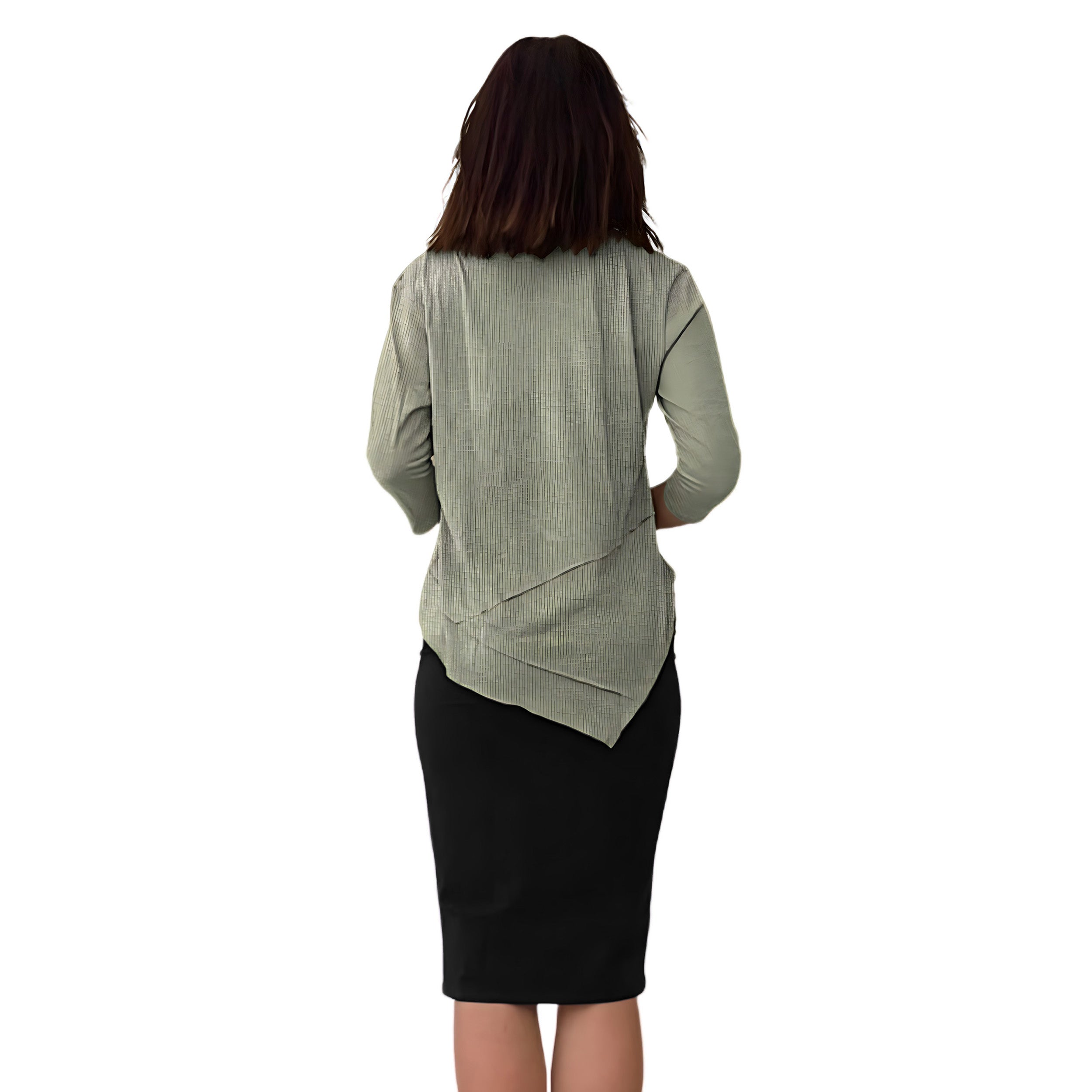 Asymmetrical Stylish Ribbed Tunic - Soft Fabric and Full Coverage