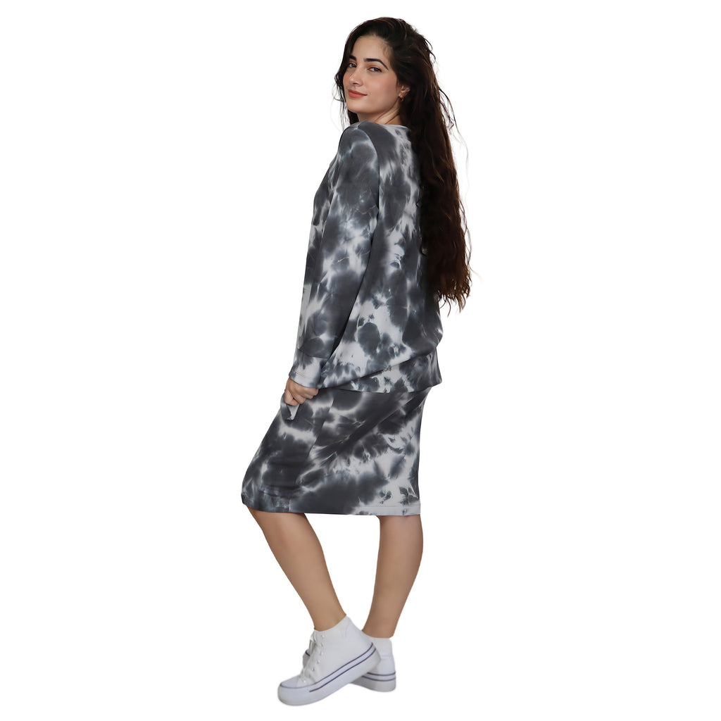 Long Sleeve Relaxed Fit Tie-Dye Waffle Tunic
