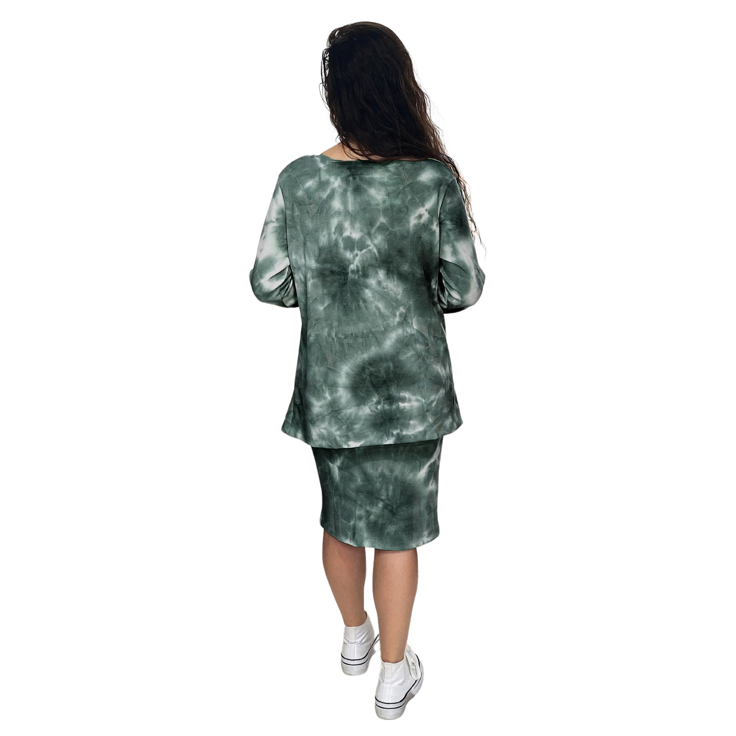 Long Sleeve Relaxed Fit Tie-Dye Waffle Tunic