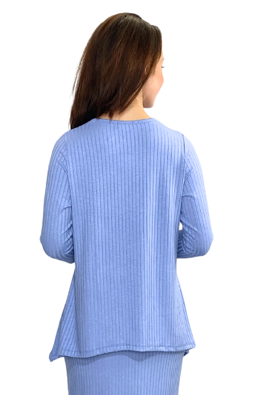 Popular Wide-Ribbed Handkerchief Hem Tunic with 3/4 Sleeves