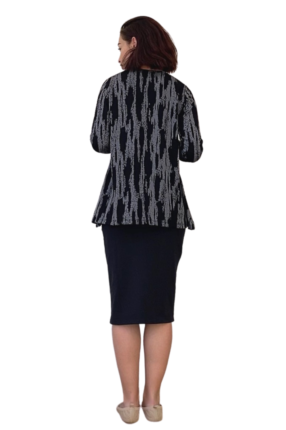 Long Sleeve Women's Printed Tunic Top with Handkerchief Hem