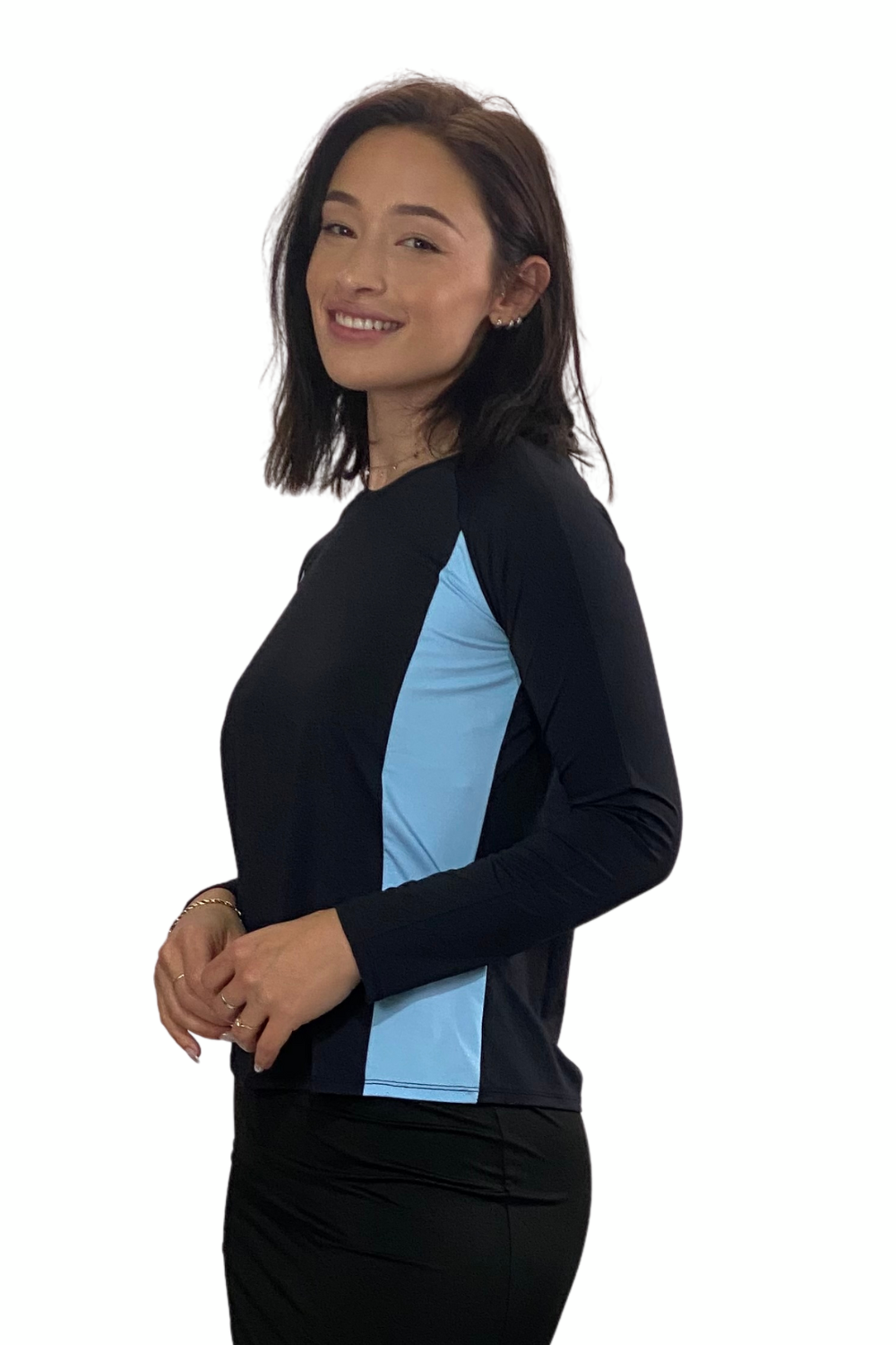 Women's Ultra-Light Sun Protection Swim Top | Long Sleeve Color Block Design
