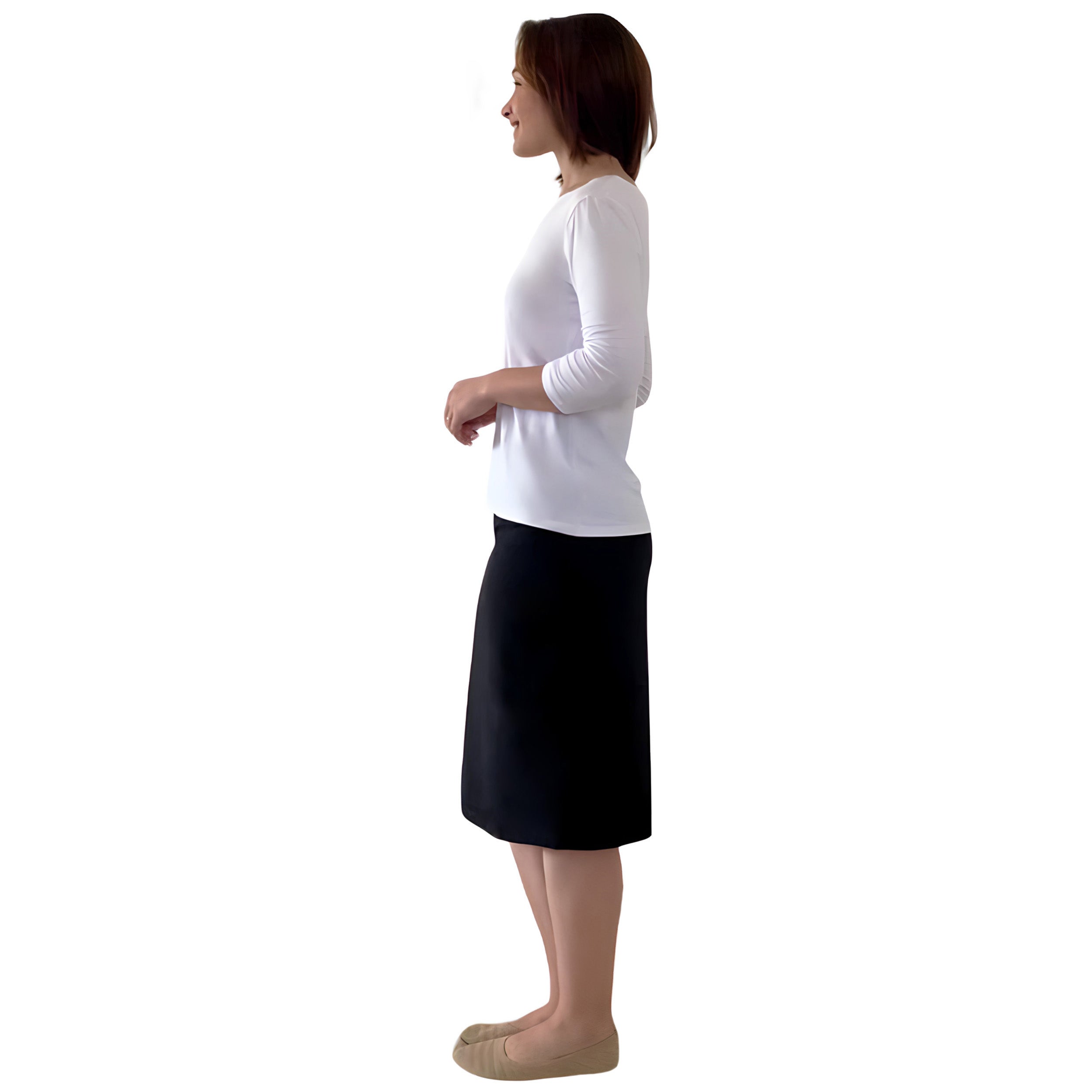 Modest 3/4 Sleeve Layering Shell with Below Collarbone Neckline