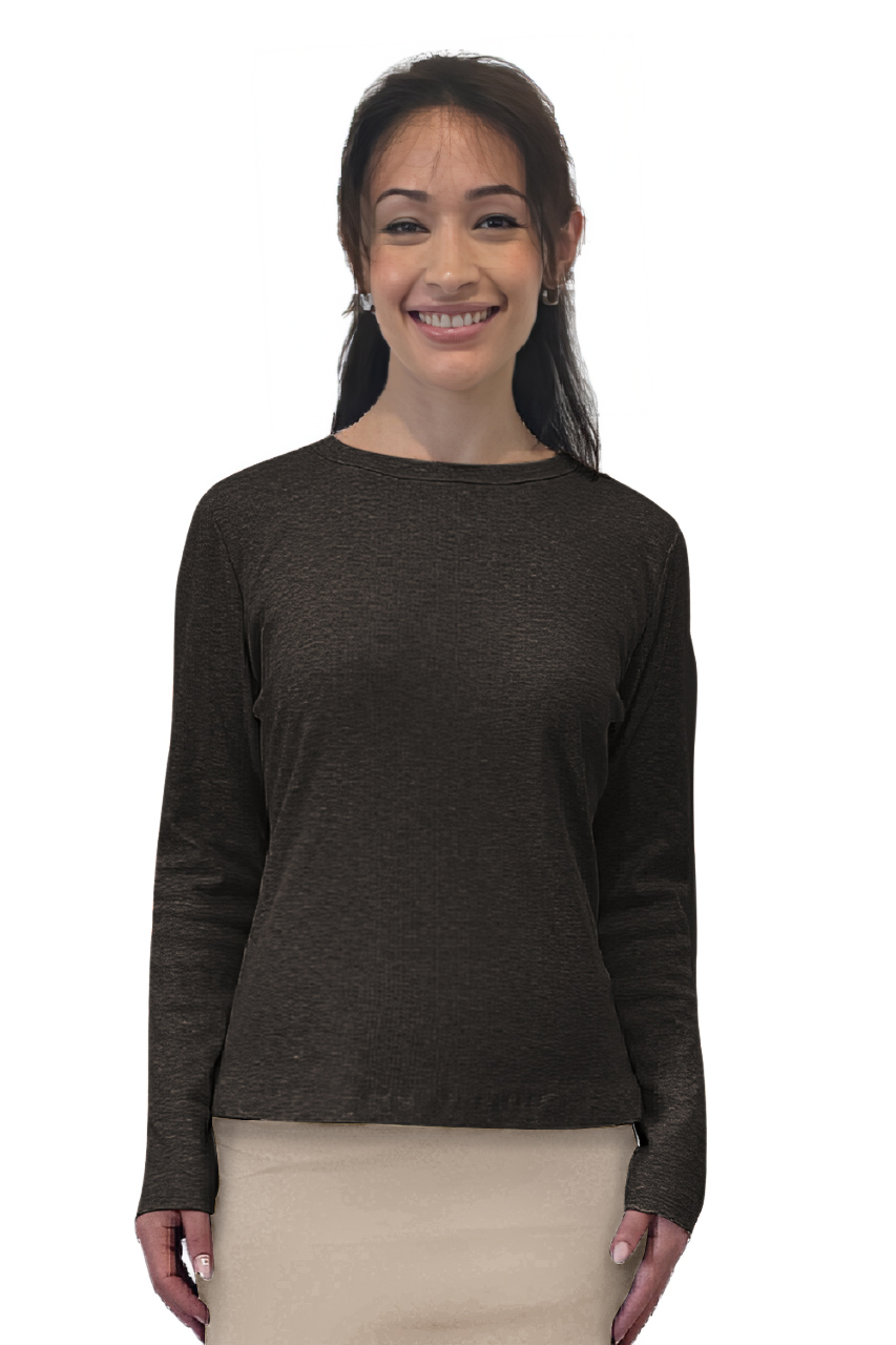 Long Sleeve Ribbed Shell Top in Cotton Spandex