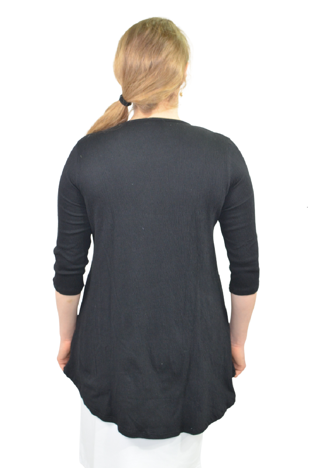 Hi-Lo Soft Crinkled Cotton Spandex 3/4 Sleeve Tunic