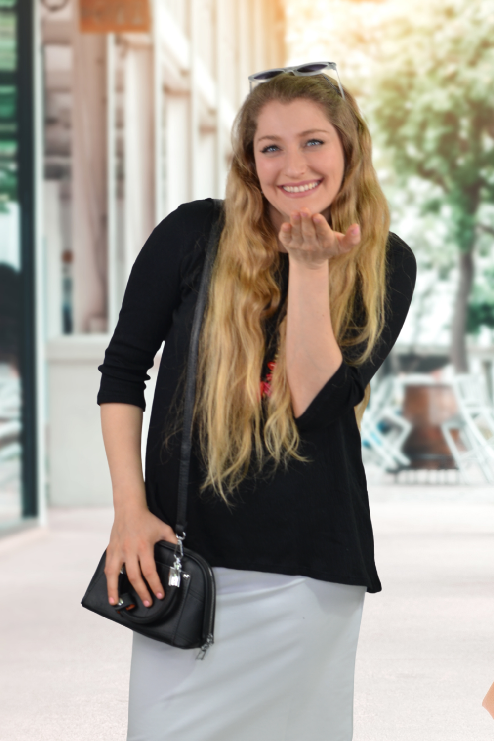 Hi-Lo Soft Crinkled Cotton Spandex 3/4 Sleeve Tunic