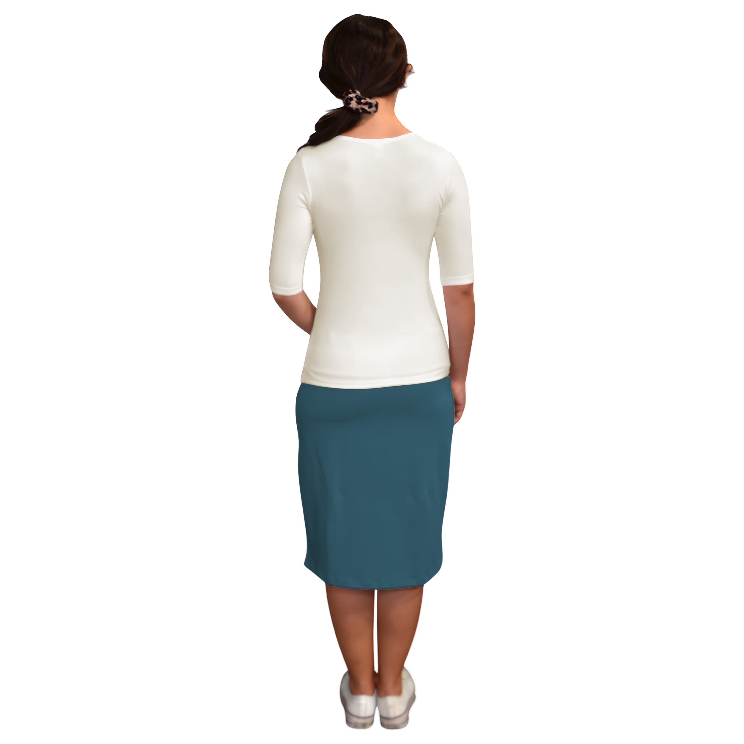 Fitted Layering Shell - Modest Round Neck with Elbow Sleeves