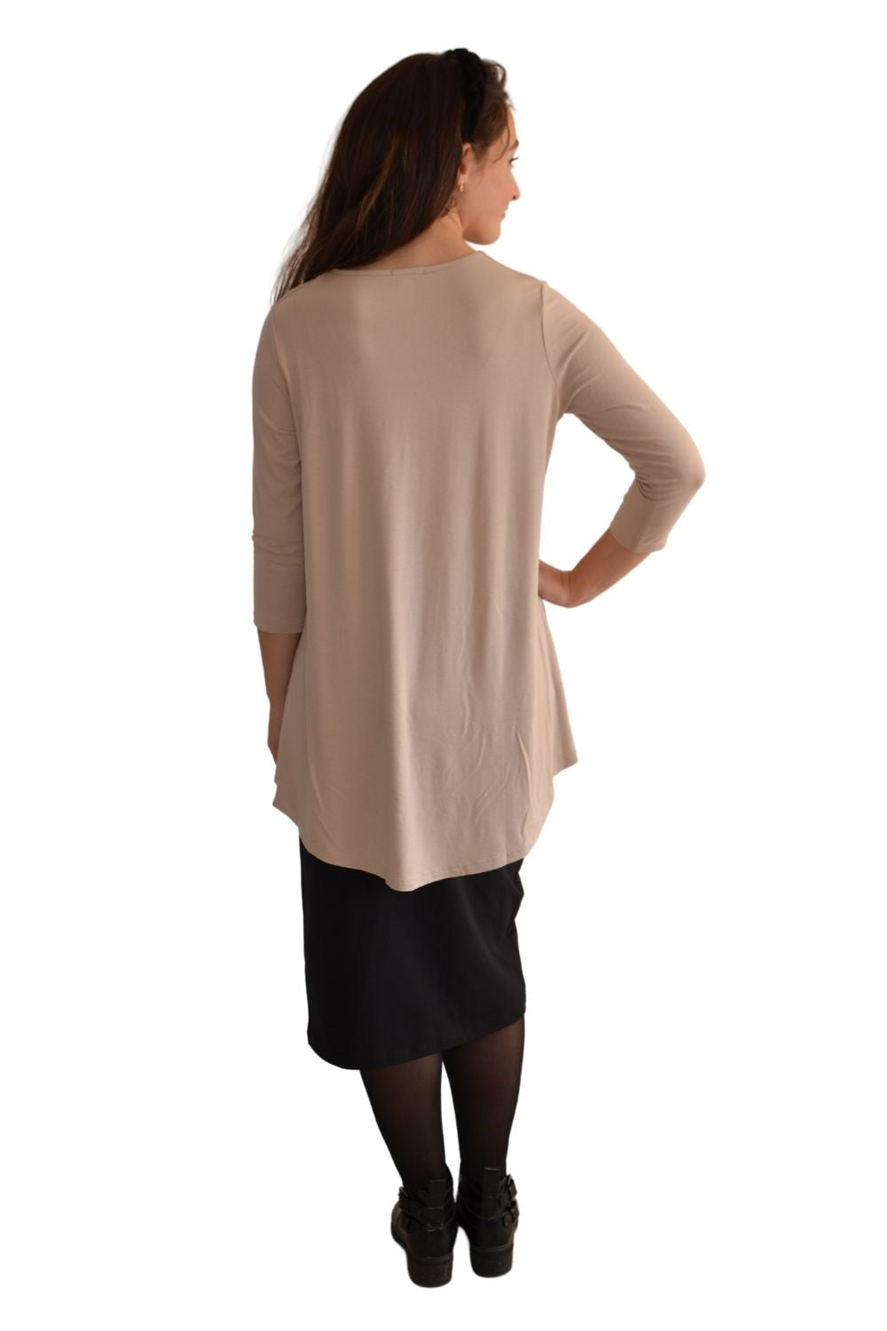 Hi-Lo Flowing 3/4 Sleeve Modest Tunic Top