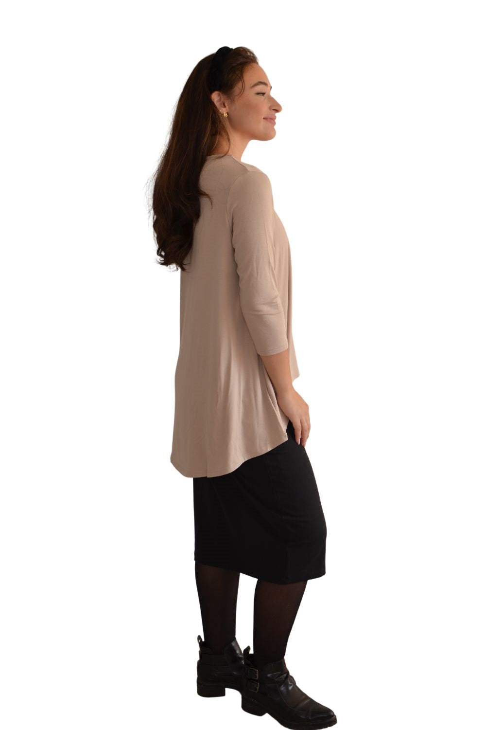 Hi-Lo Flowing 3/4 Sleeve Modest Tunic Top