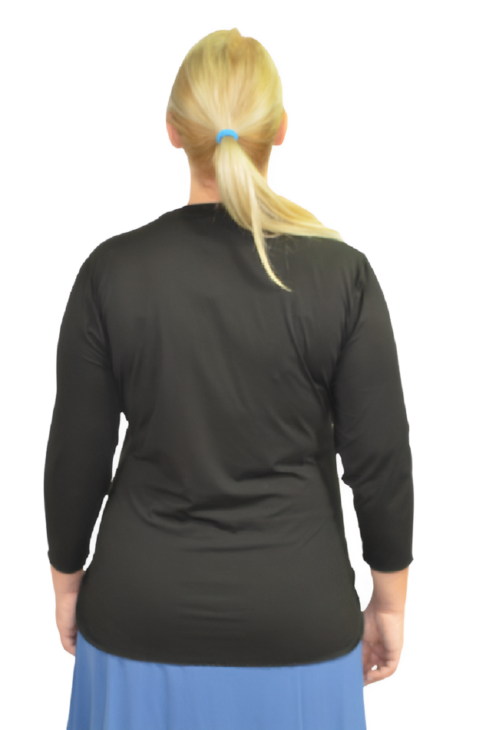 Plus Size Relaxed Fit 3/4 Sleeve Swim Exercise Top - UPF 50+ Protection
