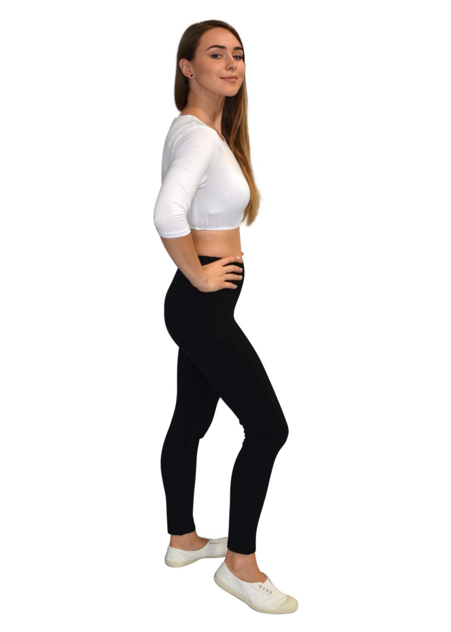 Comfortable Medium Weight Full Length Cotton Spandex Jersey Leggings