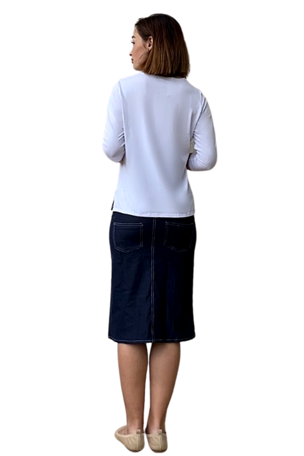 Modest Relaxed Fit 3/4 Sleeve T-Shirt with Side Slits