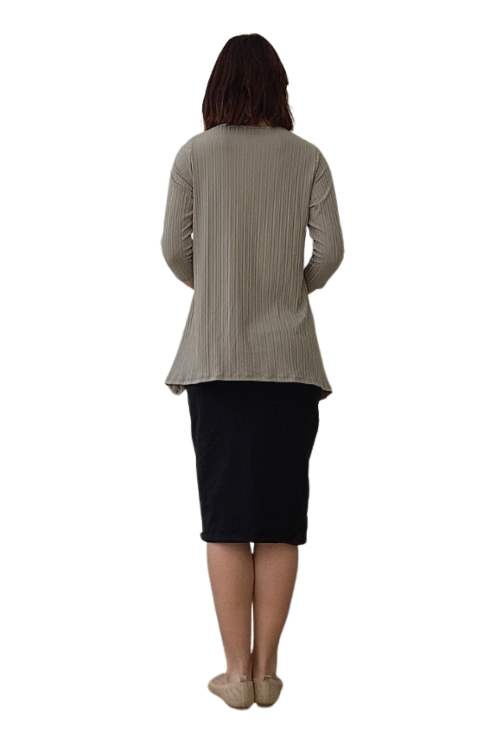 Textured Ribbed Handkerchief Tunic with 3/4 Sleeves