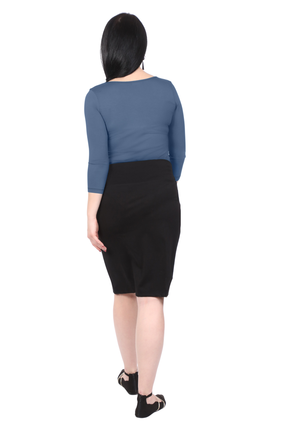 Lightweight Modest Knee Length Pencil Skirt in Cotton Spandex