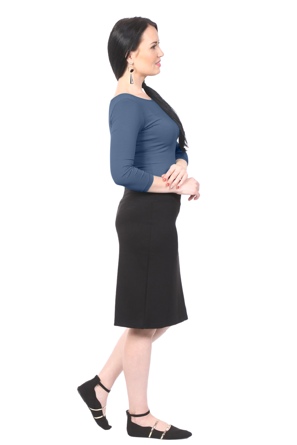 Lightweight Modest Knee Length Pencil Skirt in Cotton Spandex
