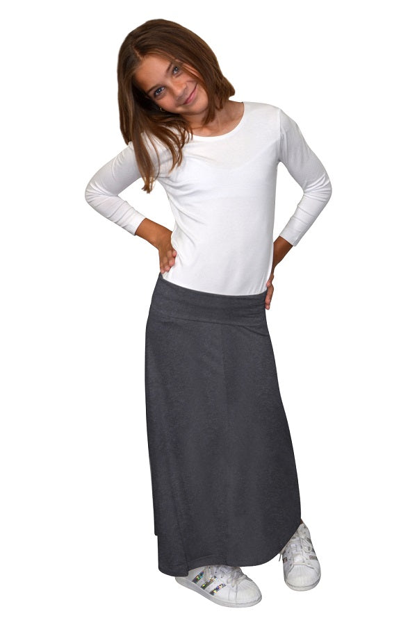 Girls Sleek A-Line Maxi Skirt with Adjustable Waist