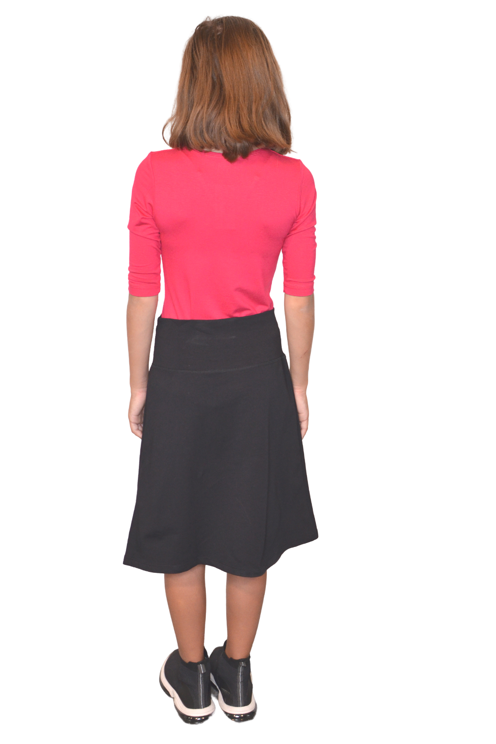 Girls Sporty A-Line Stretch Cotton Spandex Skirt – Knee Length