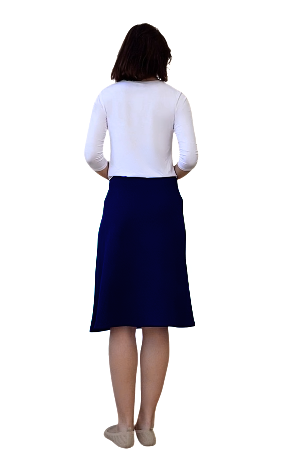 Sporty A-Line Cotton Spandex French Terry Skirt – Knee Length