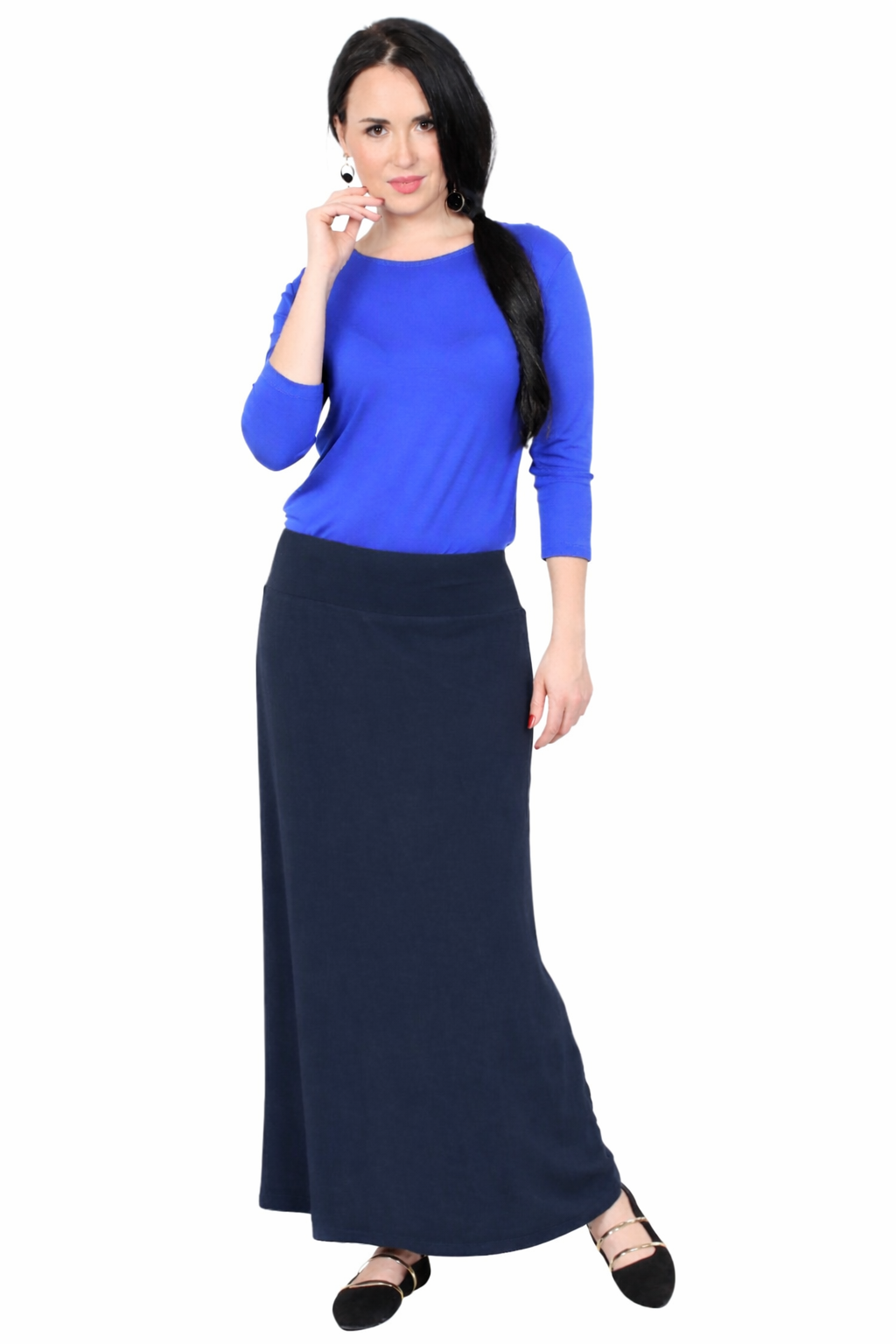 Silky Classic Maxi Length Modest Stretch Pencil Skirt