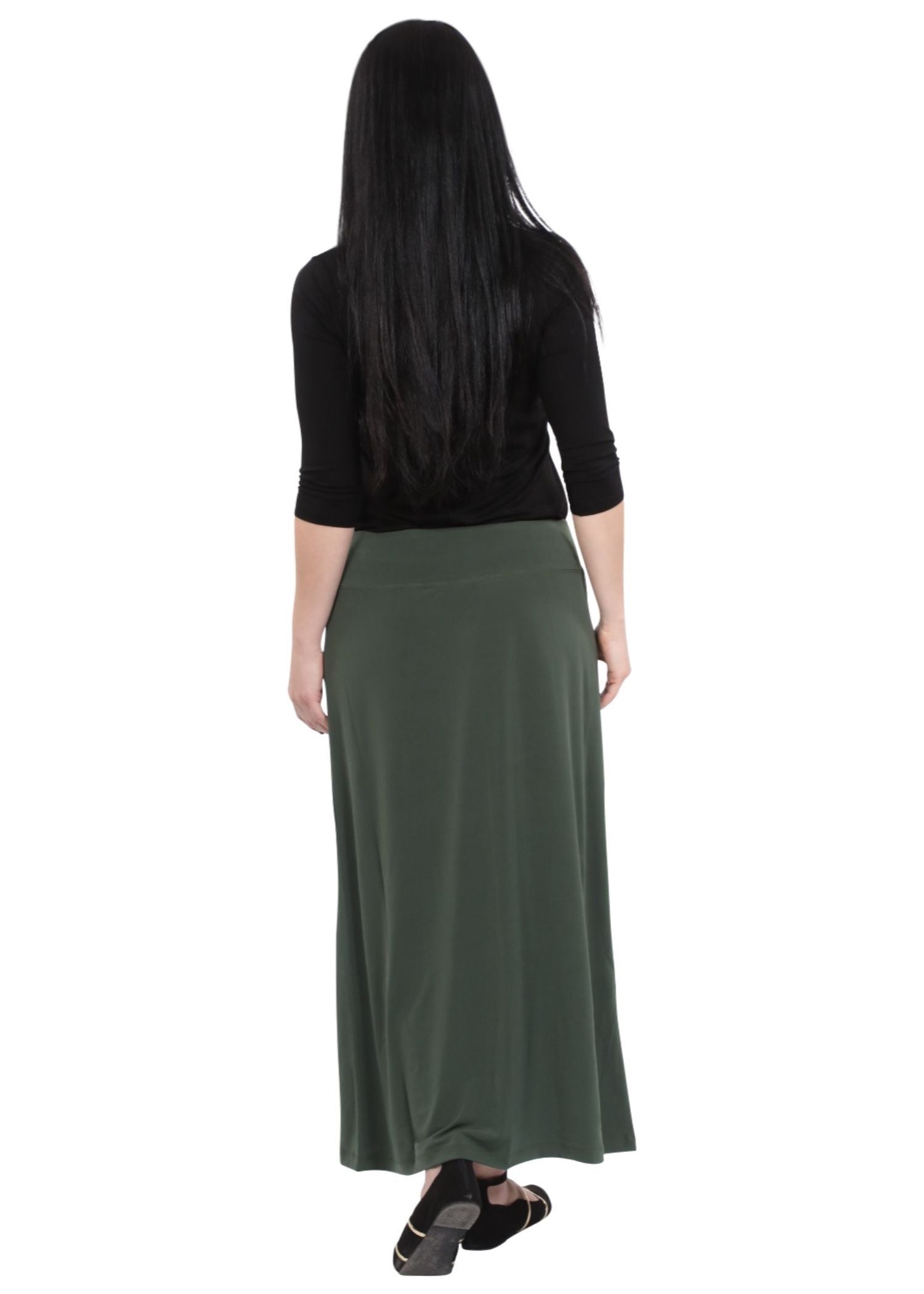 Silky Classic Maxi Length Modest Stretch Pencil Skirt