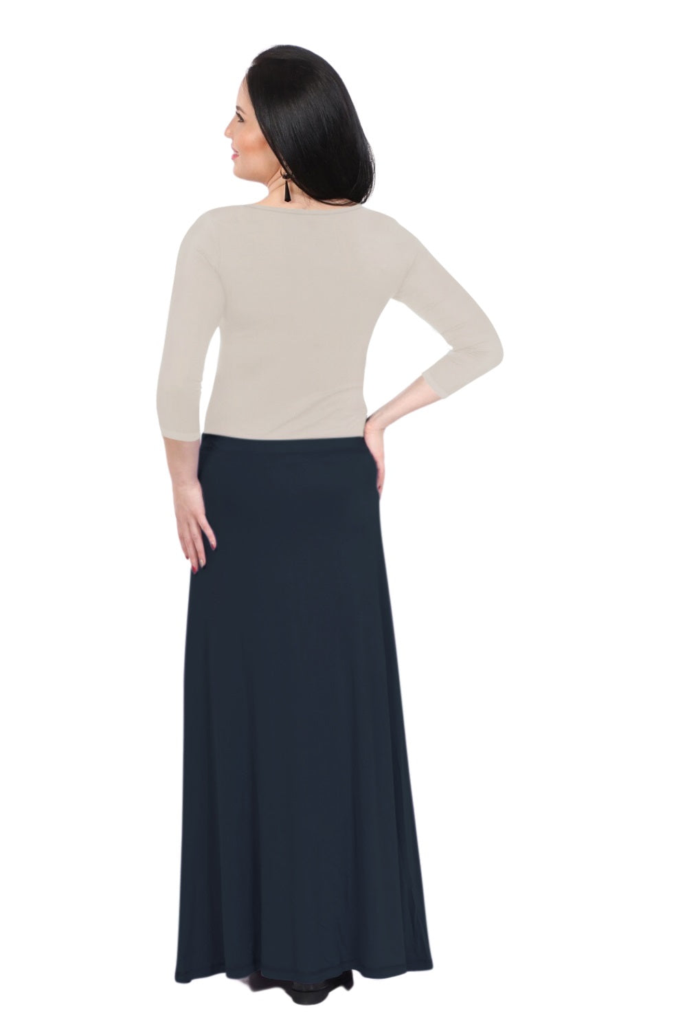 Flowing A-Line Maxi Skirt - Stretch Comfort Waistband