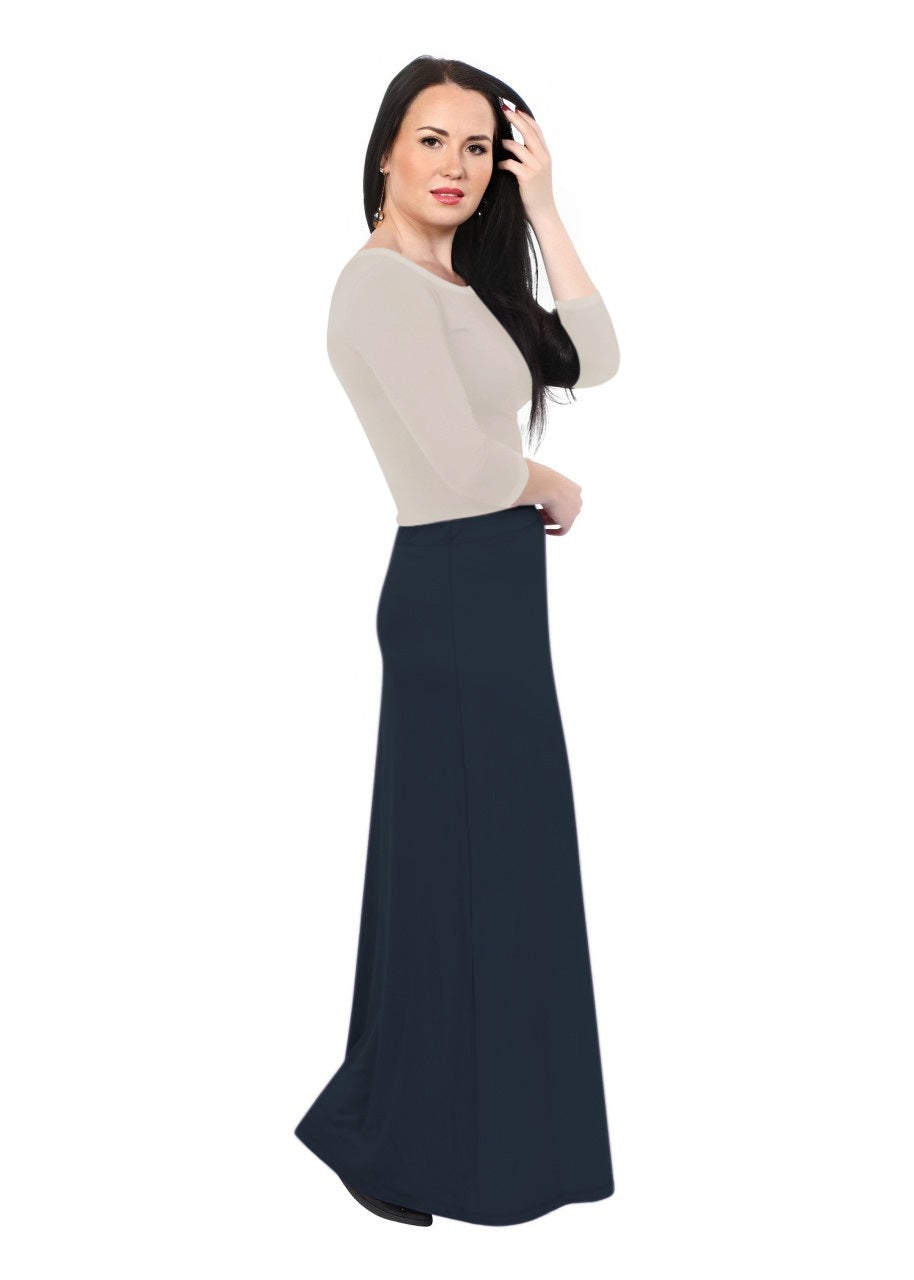 Flowing A-Line Maxi Skirt - Stretch Comfort Waistband