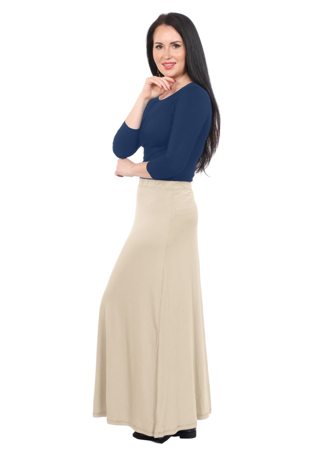 Flowing A-Line Maxi Skirt - Stretch Comfort Waistband