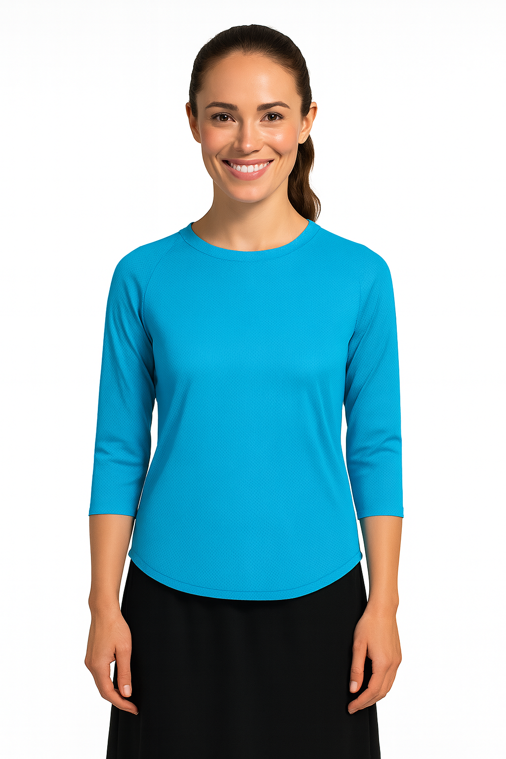 Modest Athletic Moisture-Wicking Performance Top with 3/4 Sleeves