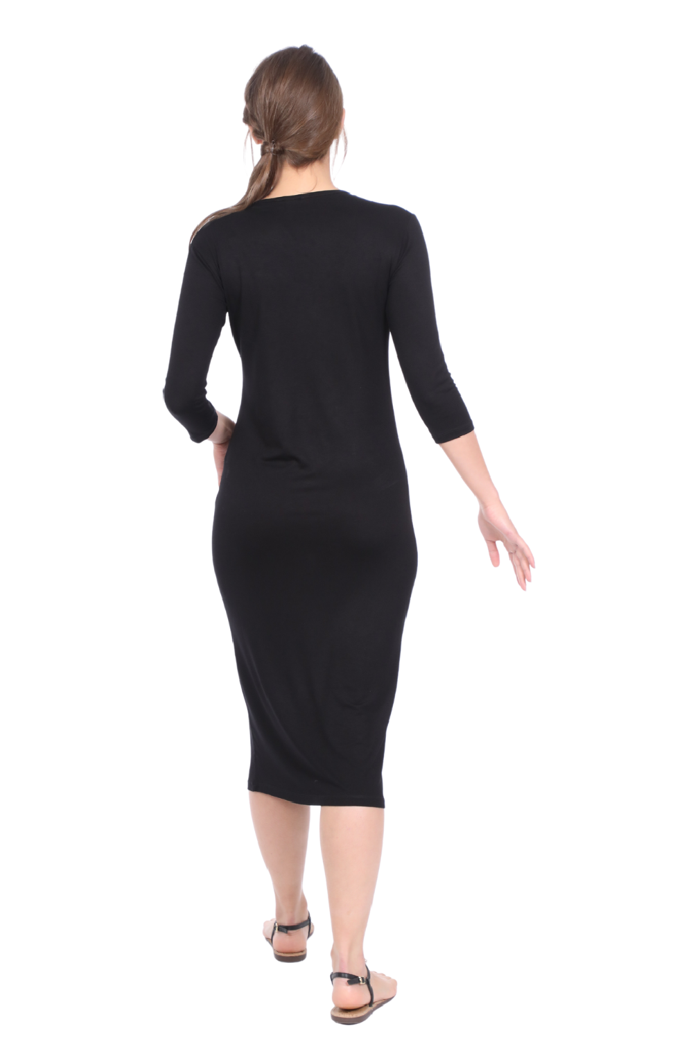 Modest Layering Dress with 3/4 Sleeves and No Slits