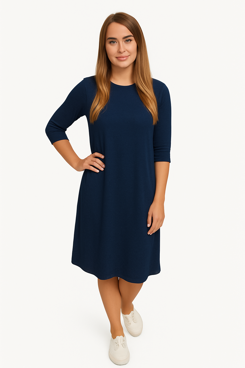 Classic Knee Length A-Line T-Shirt Dress