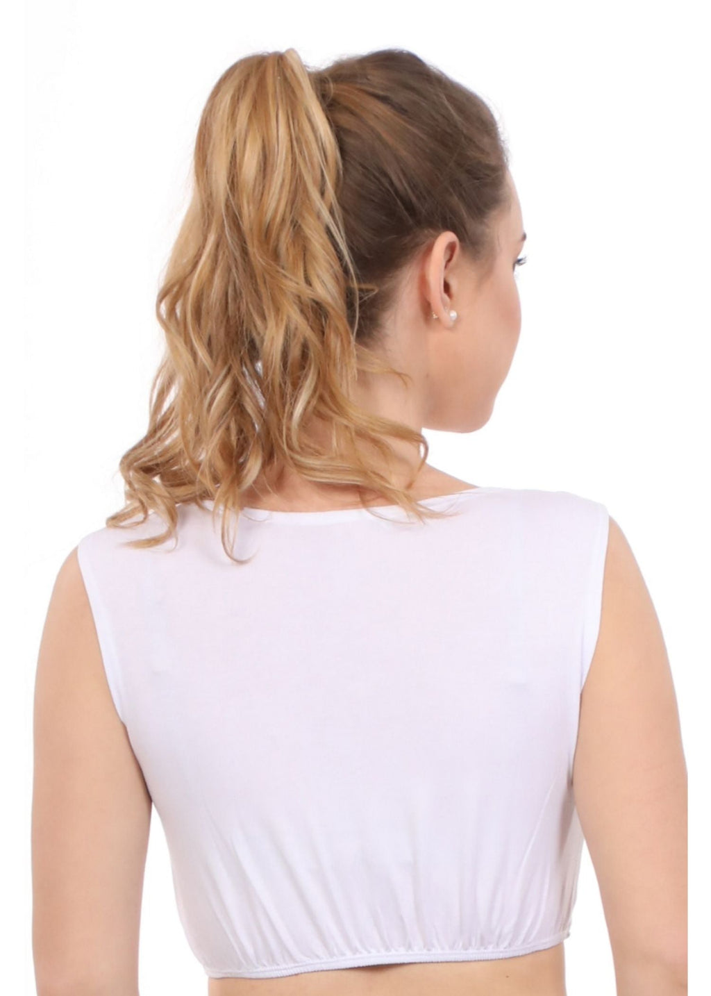 Cropped Layering Tank with Full Shoulder Coverage and Jewel Neckline