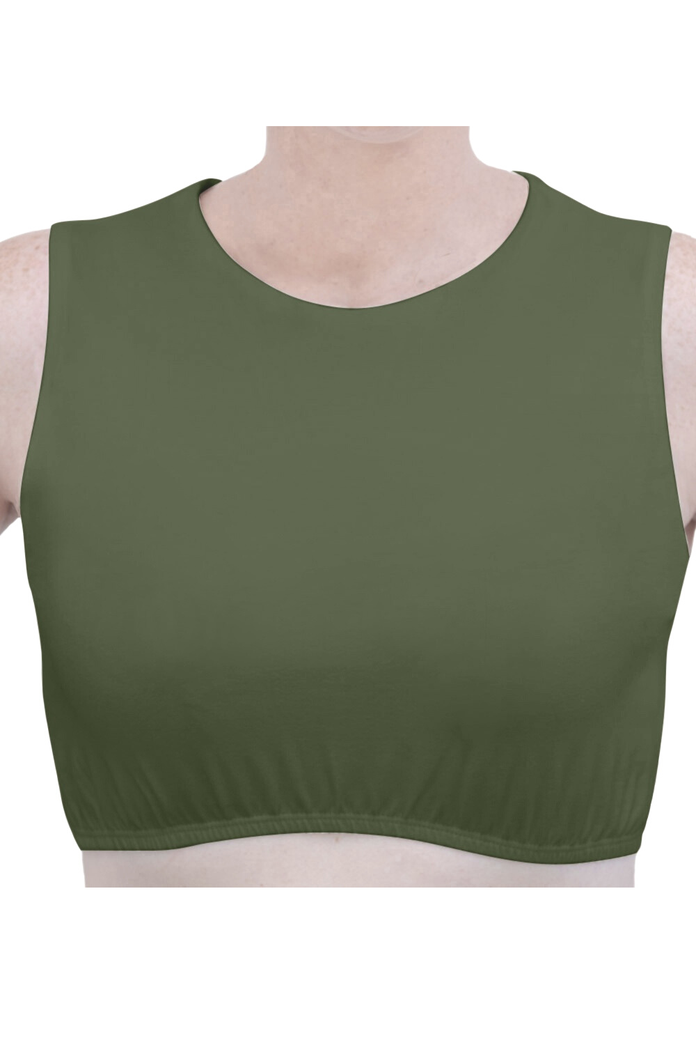 Cropped Layering Tank with Full Shoulder Coverage and Jewel Neckline