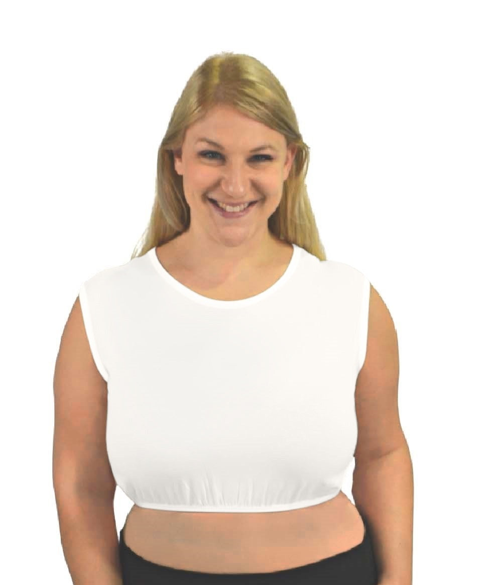 Cropped Layering Tank with Full Shoulder Coverage and Jewel Neckline