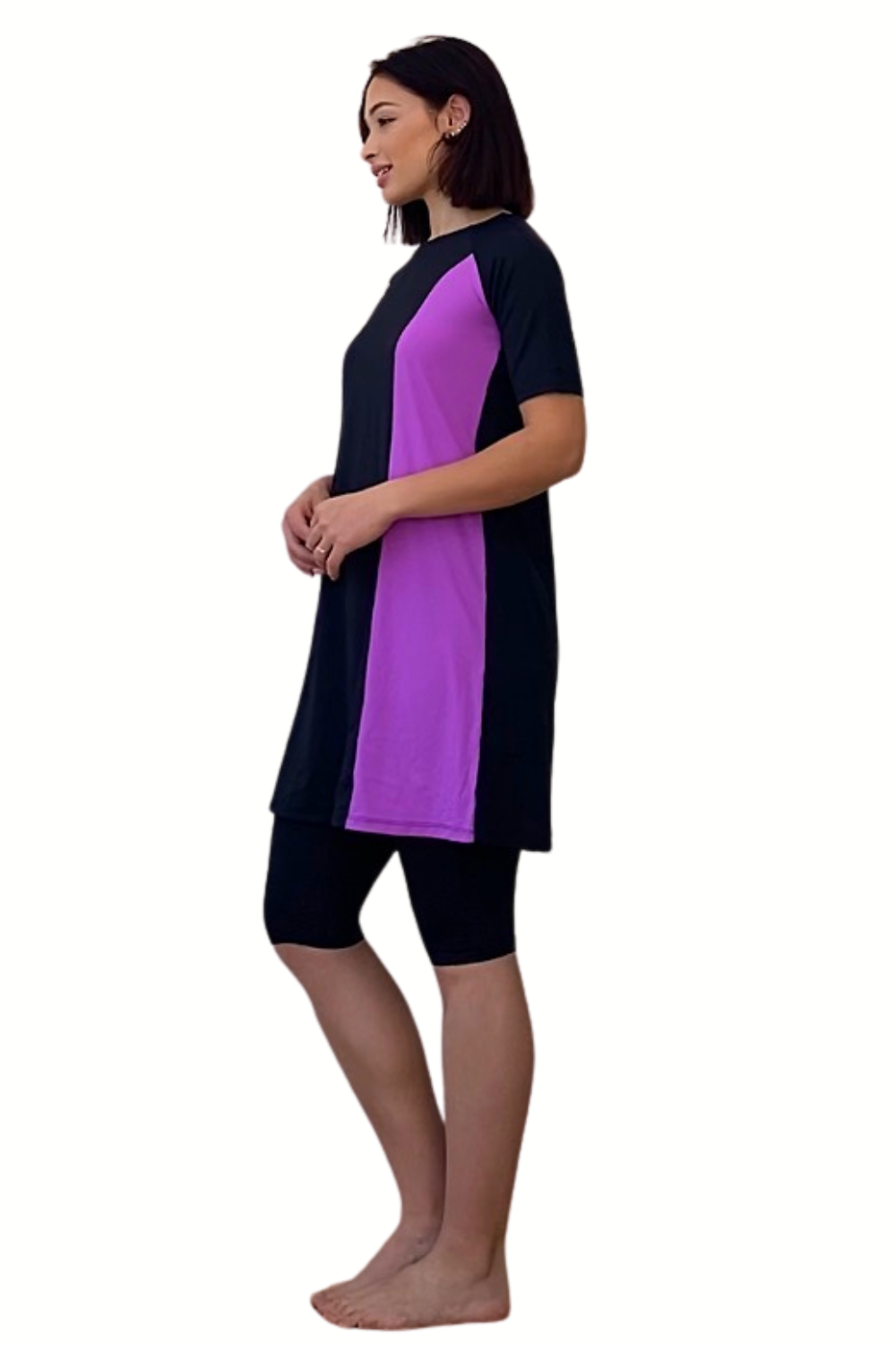 Modest Two-Piece Swim Dress Set - Elbow Sleeves with Knee-Length Leggings | UPF Protection