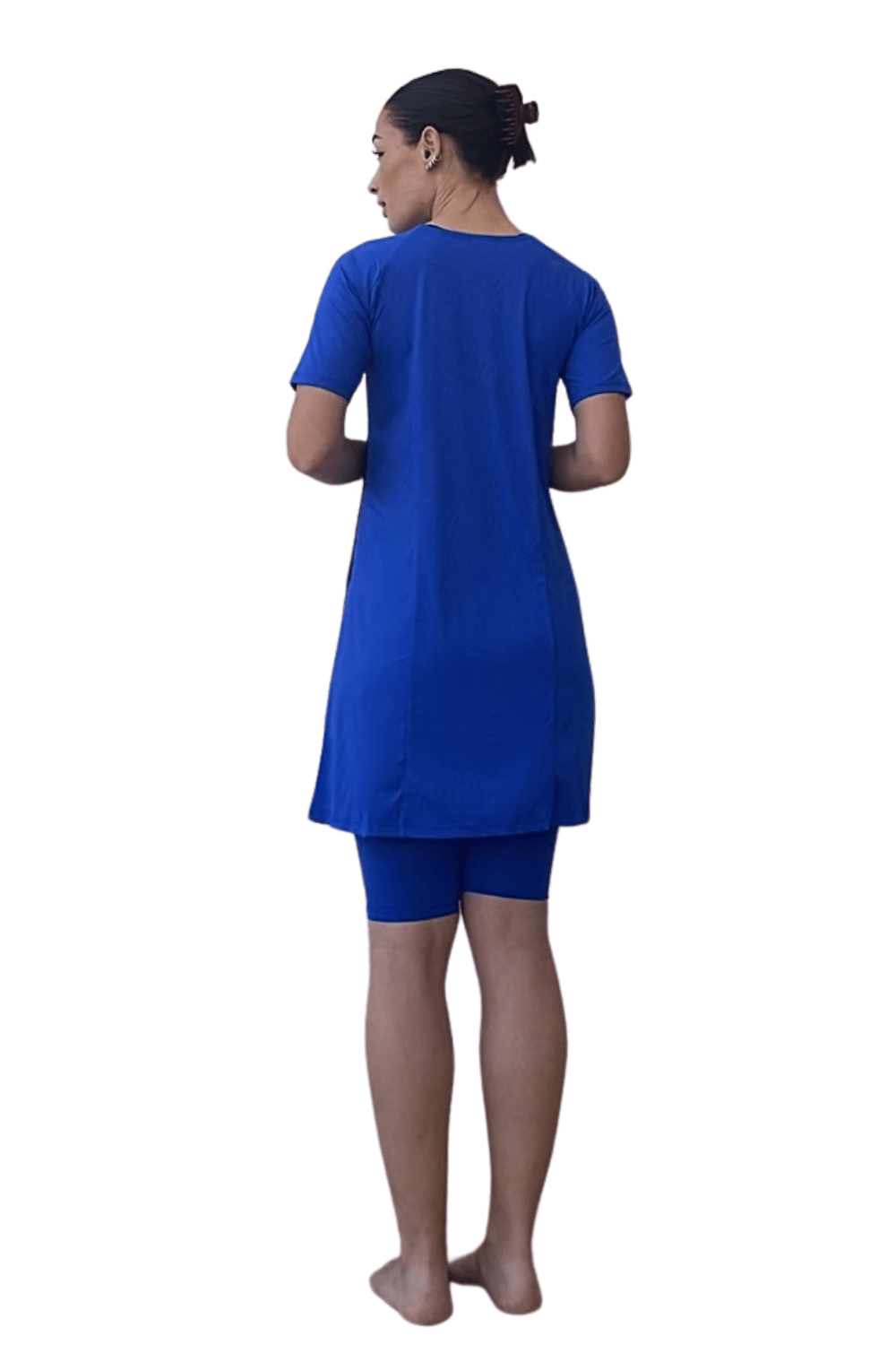 Modest Two-Piece Swim Dress Set - Elbow Sleeves with Knee-Length Leggings | UPF Protection