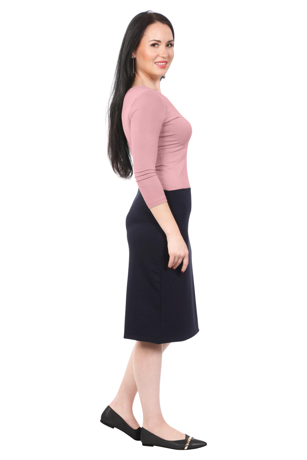 Heavier Weight Mid-Knee Cotton Spandex Pencil Skirt