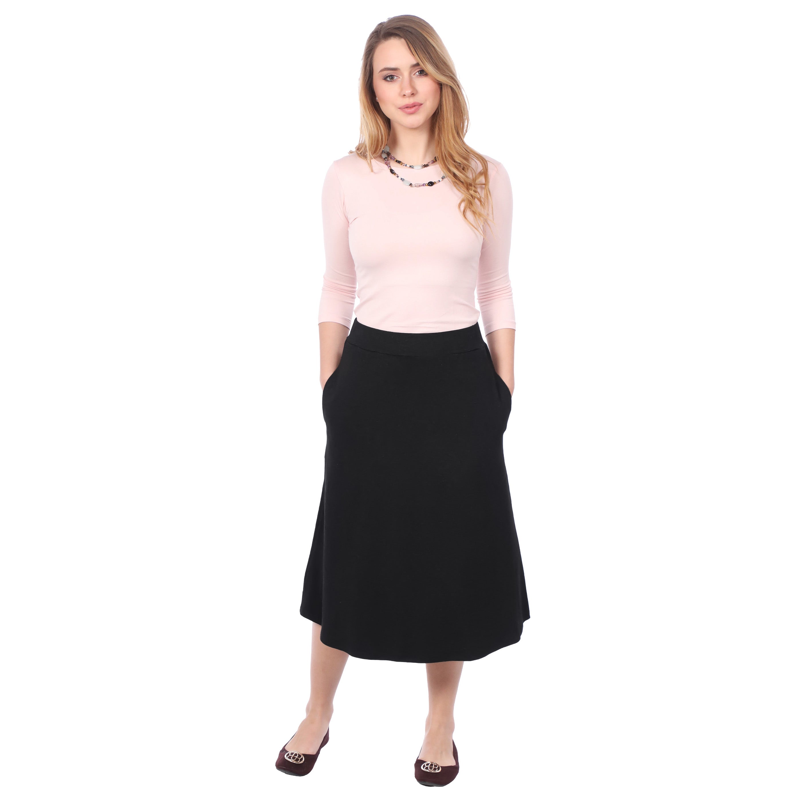 The Perfect A-Line Midi Skirt with Pockets