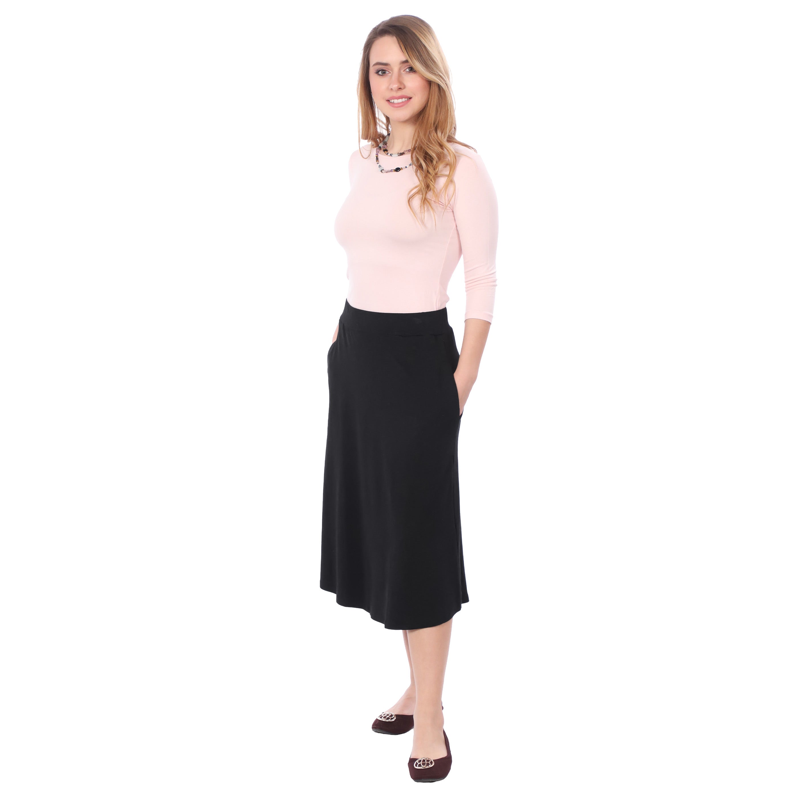 The Perfect A-Line Midi Skirt with Pockets