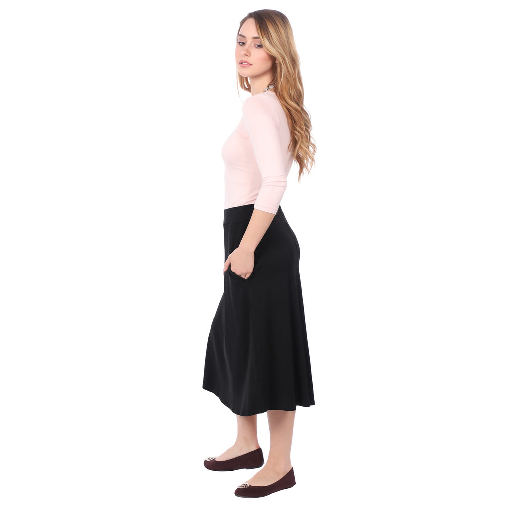 The Perfect A-Line Midi Skirt with Pockets