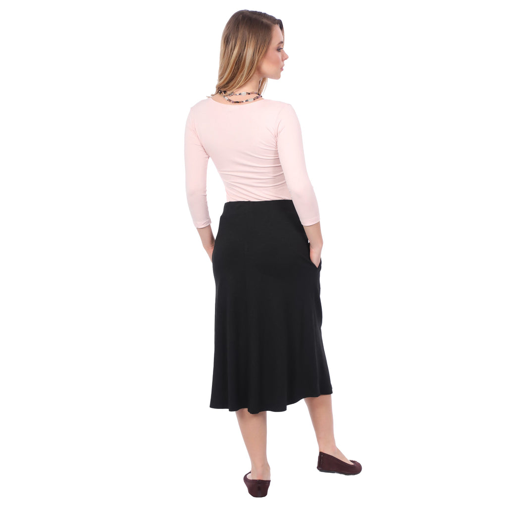 The Perfect A-Line Midi Skirt with Pockets
