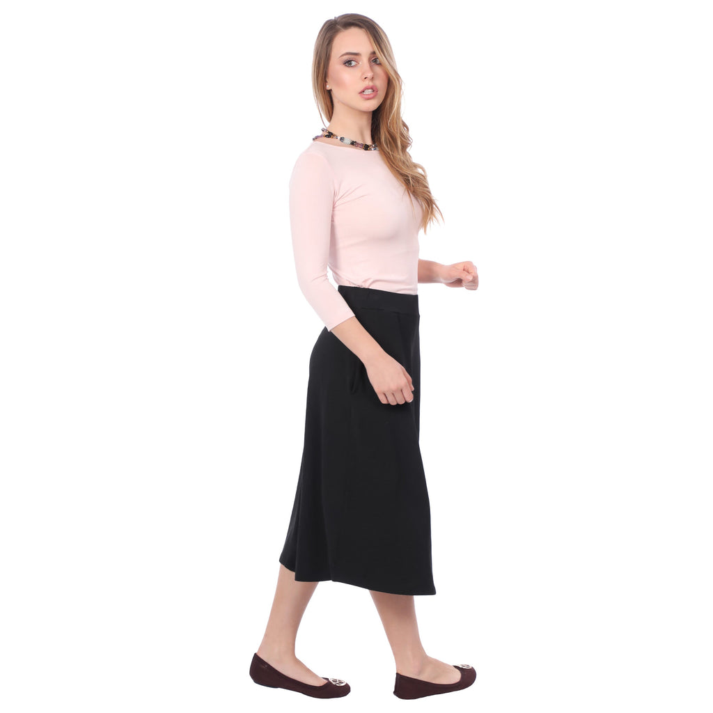 The Perfect A-Line Midi Skirt with Pockets