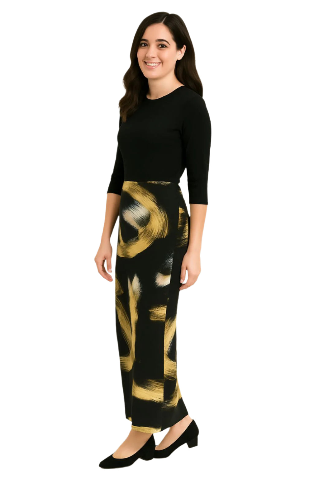 Printed Long Maxi Pencil Skirt in Lightweight Stretch Fabric