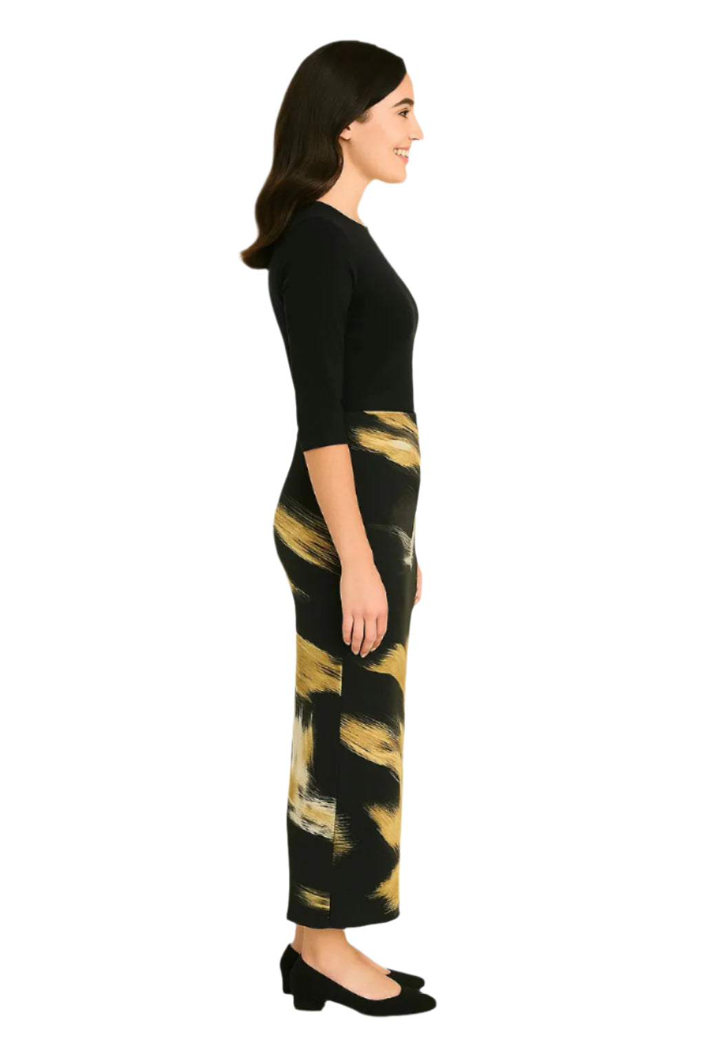 Printed Long Maxi Pencil Skirt in Lightweight Stretch Fabric